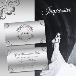 Tarjeta De Visita Decoración plateada de lujo con logotipo en autobú