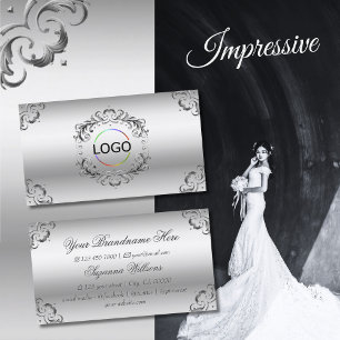 Tarjeta De Visita Decoración plateada de lujo con logotipo en autobú