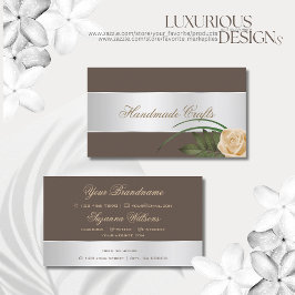 Tarjeta De Visita Decoración plateada marrón Rosa flor elegante Flor