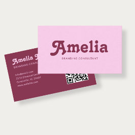 Tarjeta De Visita Decoración Retro Minimalista Rosa