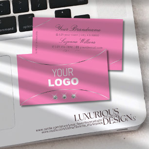 Tarjeta De Visita Decoración rosa claro de plata espuma diamantes y 