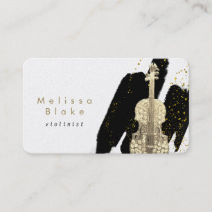 Tarjeta De Visita ・ decoración violinista de pinceladas negras