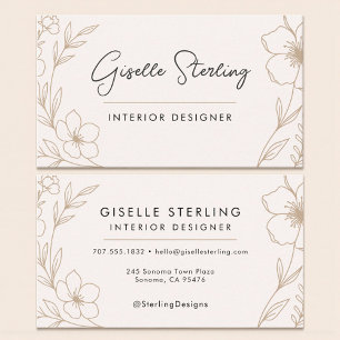 Tarjeta De Visita Decorador de interiores minimalista botánico