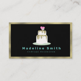 Tarjeta De Visita Decorador de Pastel de Boda Logotipo Tortas Dorado