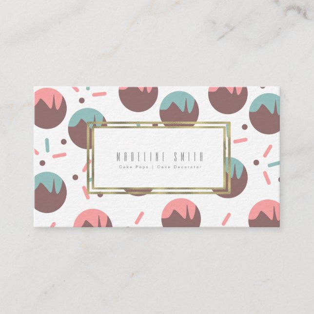 Tarjeta De Visita Decorador de Pasteles Cake Pops (Anverso)