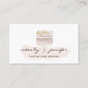Tarjeta De Visita Decorador de Pasteles Personalizados Blush
