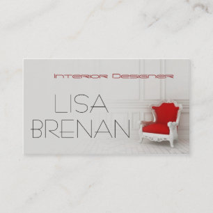 Tarjeta De Visita Decorador de salón rojo de diseño interior