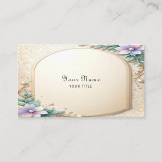 Tarjeta De Visita Decorative Floral Frame with Pearls Business Card