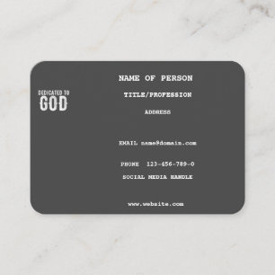 TARJETA DE VISITA DEDICADO A DIOS GUAY CUTE PERSONALIZADO GRIS BLANC