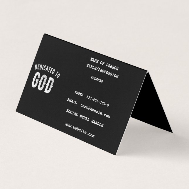 TARJETA DE VISITA DEDICADO A DIOS PERSONALIZABLE GUAY TEXTO BLANCO (Anverso)