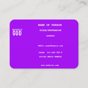 TARJETA DE VISITA DEDICADO AL TEXTO BLANCO DEL PERSONALIZADO VIOLET 