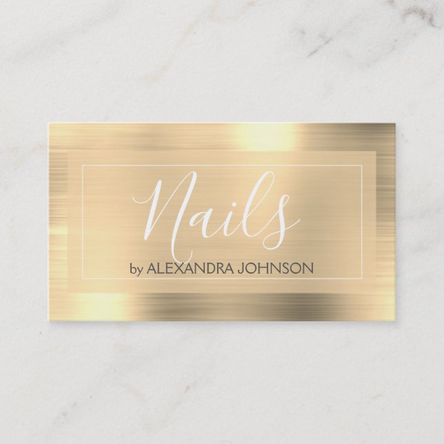 Tarjeta De Visita Dedo de oro de lujo Nails Salon (Anverso)