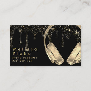 Tarjeta De Visita ・ dee jay faux gold on black purpurina dris