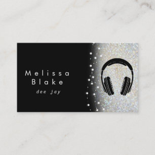 Tarjeta De Visita dee jay silver shade faux purpurina