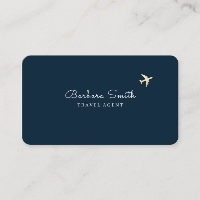 Tarjeta De Visita Deep-Blue Business Card for a Travel Agent  (Anverso)
