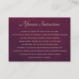 Tarjeta De Visita Deep Purple AfterCare para Extensiones Lash