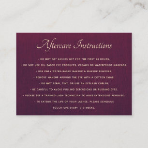 Tarjeta De Visita Deep Purple AfterCare para Extensiones Lash