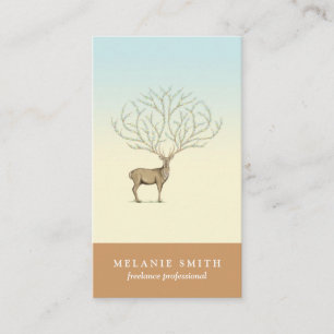 Tarjeta De Visita Deer illustration floral antlers artistic card