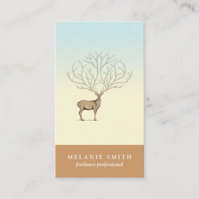 Tarjeta De Visita Deer illustration floral antlers artistic card (Anverso)