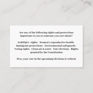 Tarjeta De Visita Defender la democracia - Vota azul