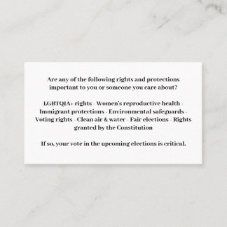 Tarjeta De Visita Defender la democracia - Vota azul