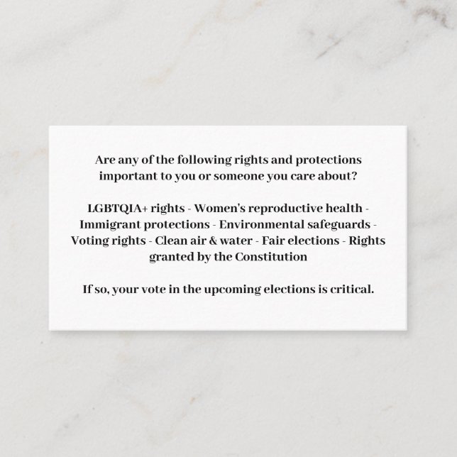 Tarjeta De Visita Defender la democracia - Vota azul (Anverso)