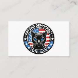 Tarjeta De Visita Defender la democracia - Vota azul - Gato negro