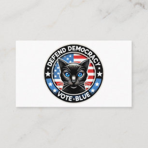 Tarjeta De Visita Defender la democracia - Vota azul - Gato negro