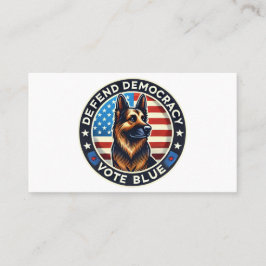 Tarjeta De Visita Defender la democracia - Vota azul - Pastor alemán