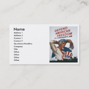 Tarjeta De Visita Defienda el poster americano de la guerra del
