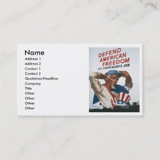 Tarjeta De Visita Defienda el poster americano de la guerra del