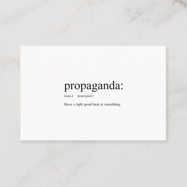 Tarjeta De Visita Definiciones divertidas de palabras:Propaganda (Anverso)