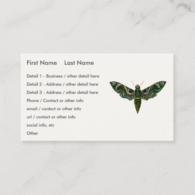 Tarjeta De Visita Deilephila Nerii - Oleander Hawk-Moth (Anverso)