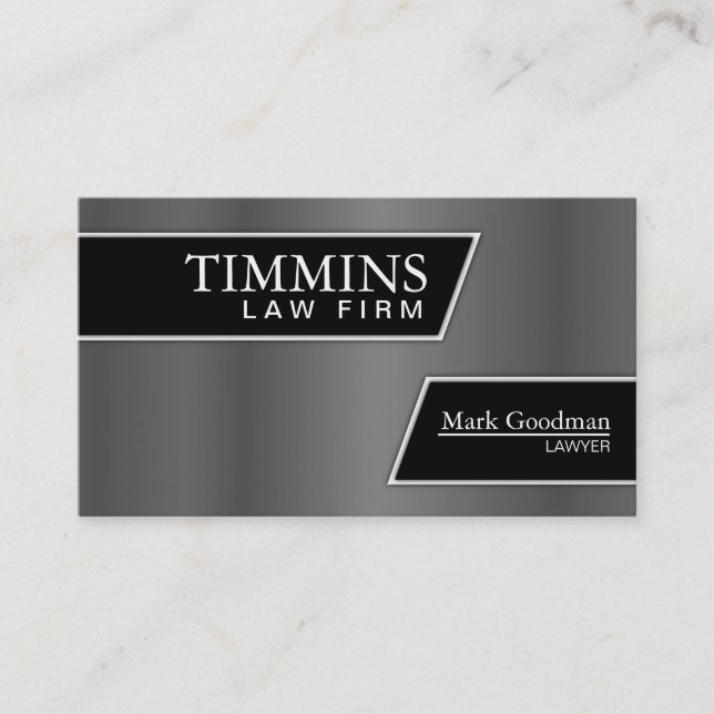 Tarjeta de visita del abogado - plata elegante y (Anverso)