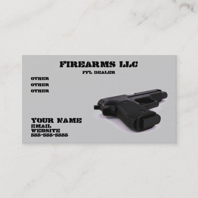 Tarjeta de visita del arma de la pistola (Anverso)