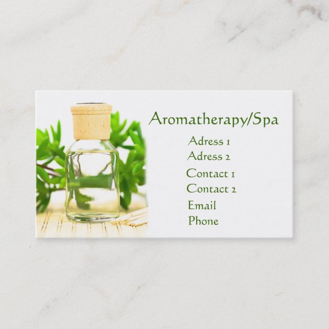 Tarjeta de visita del Aromatherapy/del balneario (Anverso)