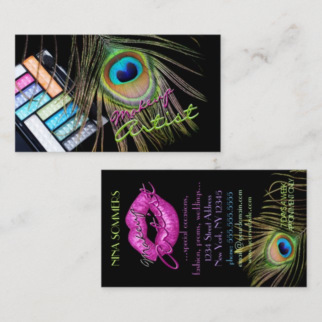 Tarjeta de visita del artista de maquillaje de la (Anverso / Reverso)
