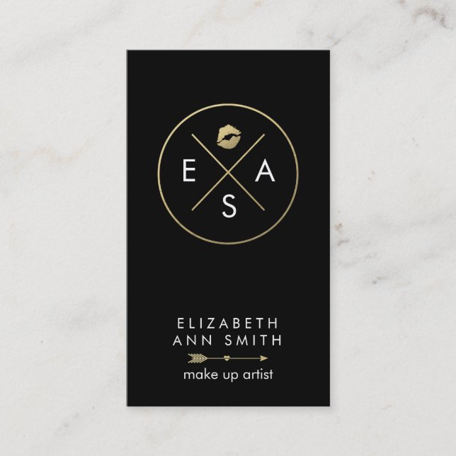 Tarjeta de visita del artista de maquillaje - oro (Anverso)