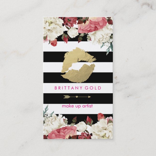 Tarjeta de visita del artista de maquillaje - oro (Anverso)