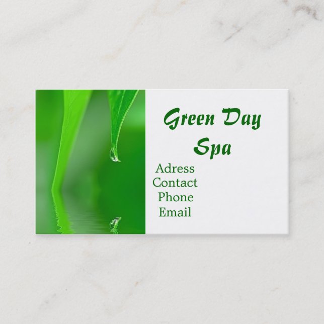 Tarjeta de visita del balneario de Green Day (Anverso)