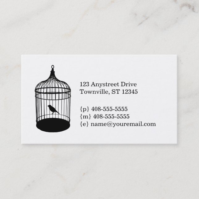 Tarjeta de visita del Birdcage (Anverso)