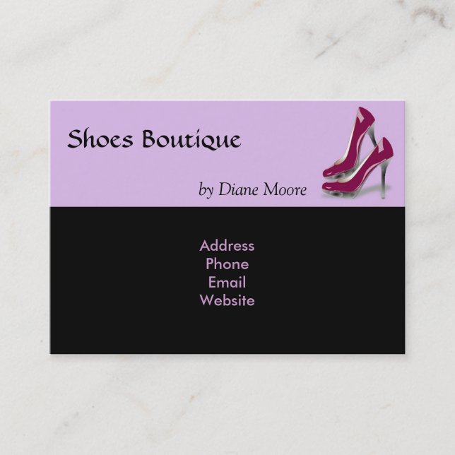 Tarjeta de visita del boutique de los zapatos (Anverso)