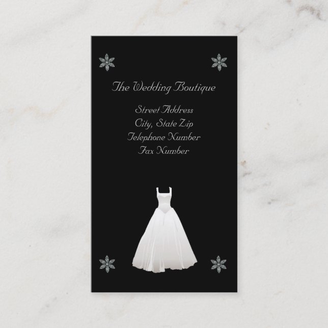 Tarjeta de visita del boutique del vestido de boda (Anverso)