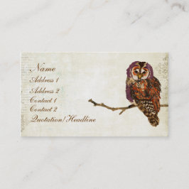 Tarjeta de visita del búho/etiquetas Amethyst y