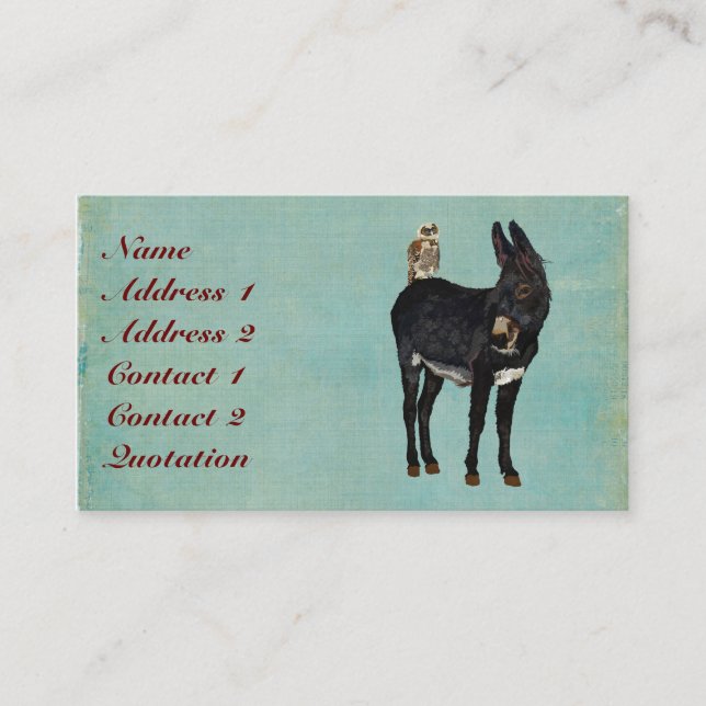 Tarjeta de visita del BURRO y del BÚHO del AÑIL (Anverso)