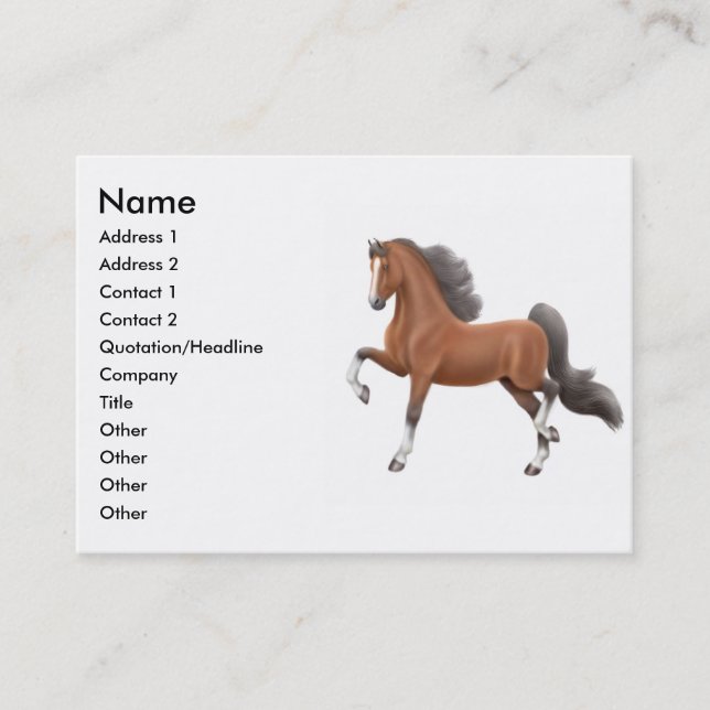 Tarjeta de visita del caballo de Gaited de la (Anverso)