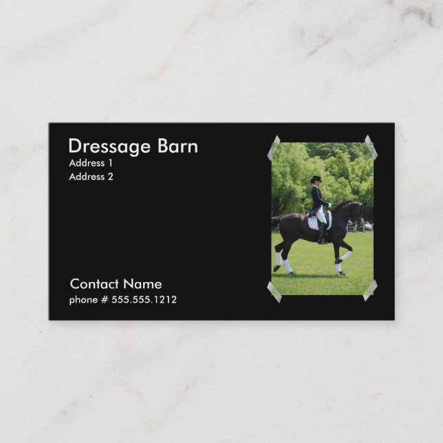Tarjeta de visita del caballo del Dressage (Anverso)