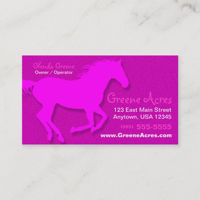 Tarjeta de visita del caballo - rosa (Anverso)