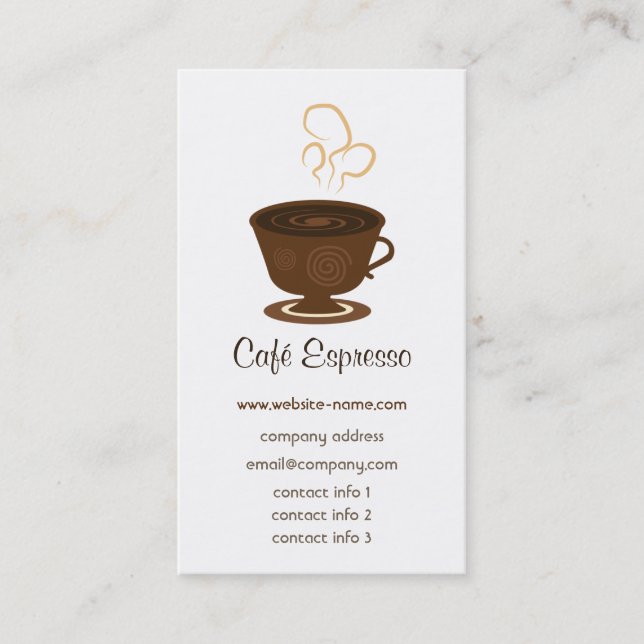 Tarjeta de visita del café (Anverso)