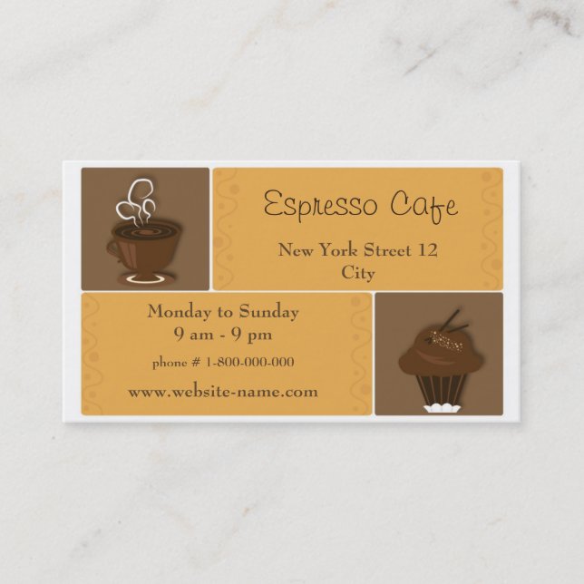 Tarjeta de visita del café (Anverso)